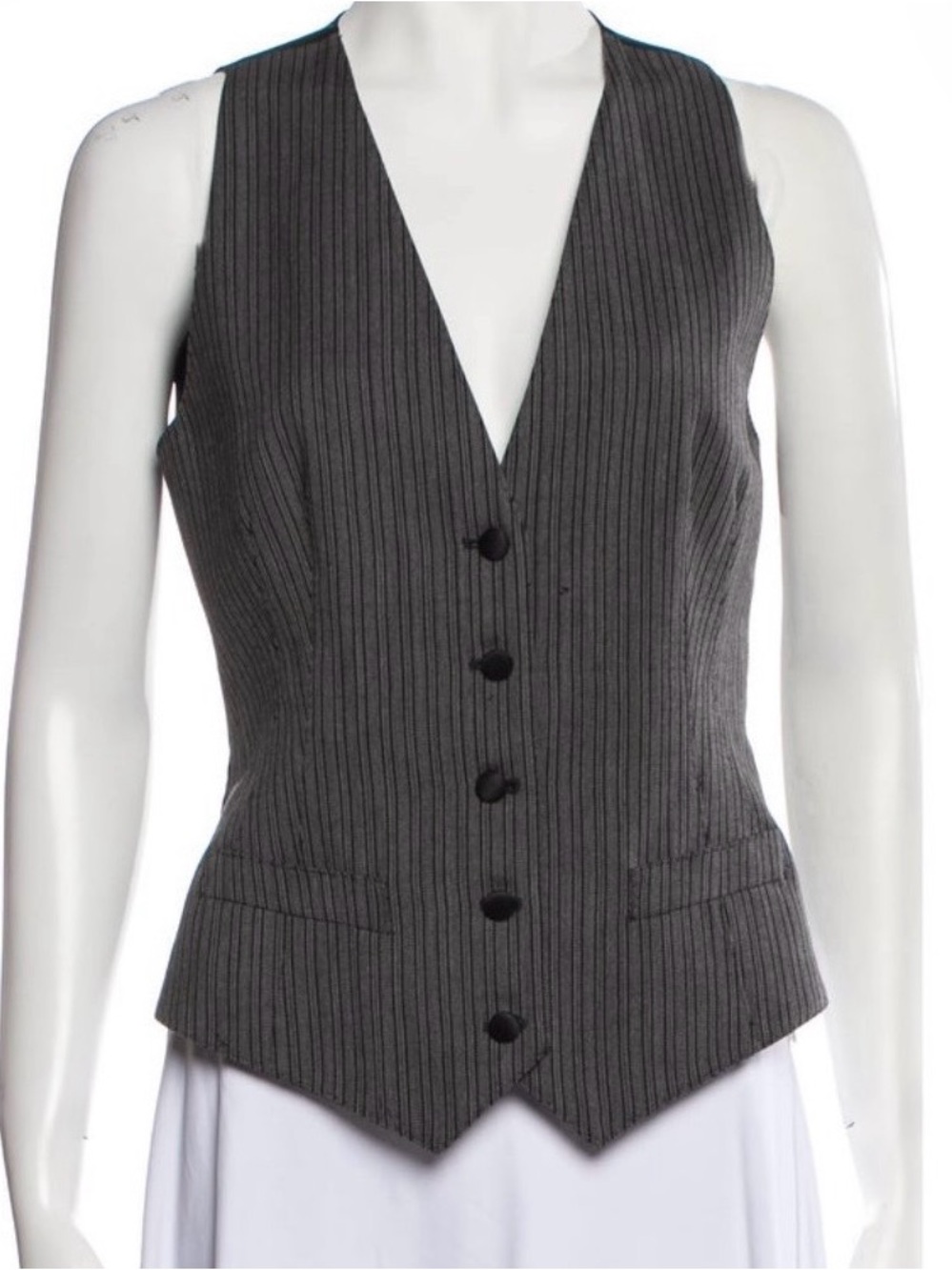 Y2K Dolce & Gabbana Gray Pinstripe Tailored V-Neck Vest Size 4